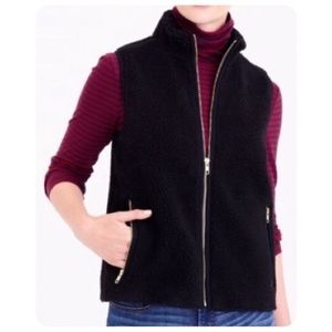 J Crew Mercantile Sherpa Vest Gold Zippers Fuzzy Cozy Warm XXS w MEASUREMENTS